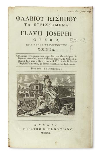 JOSEPHUS, FLAVIUS.  Opera quae reperiri potuerint, omnia.  2 vols.  1720